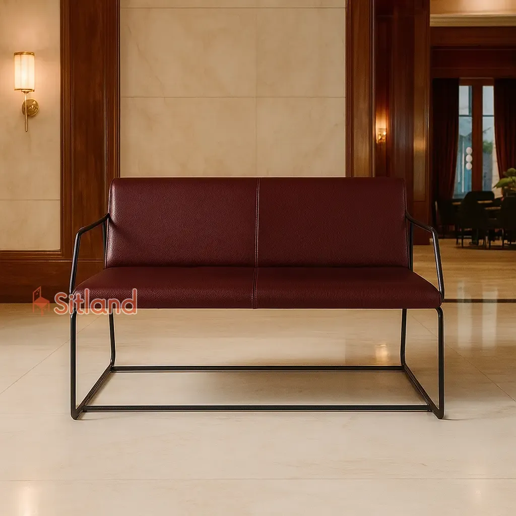 مبلمان مینیمال دونفره | با فریم فلزی مشکی | قابل سفارش در چرم و پارچه با رنگ‌بندی متنوع | مناسب خانه، اداری، لابی، تجاری، نیمه‌بازدر فروشگاه سیتلند