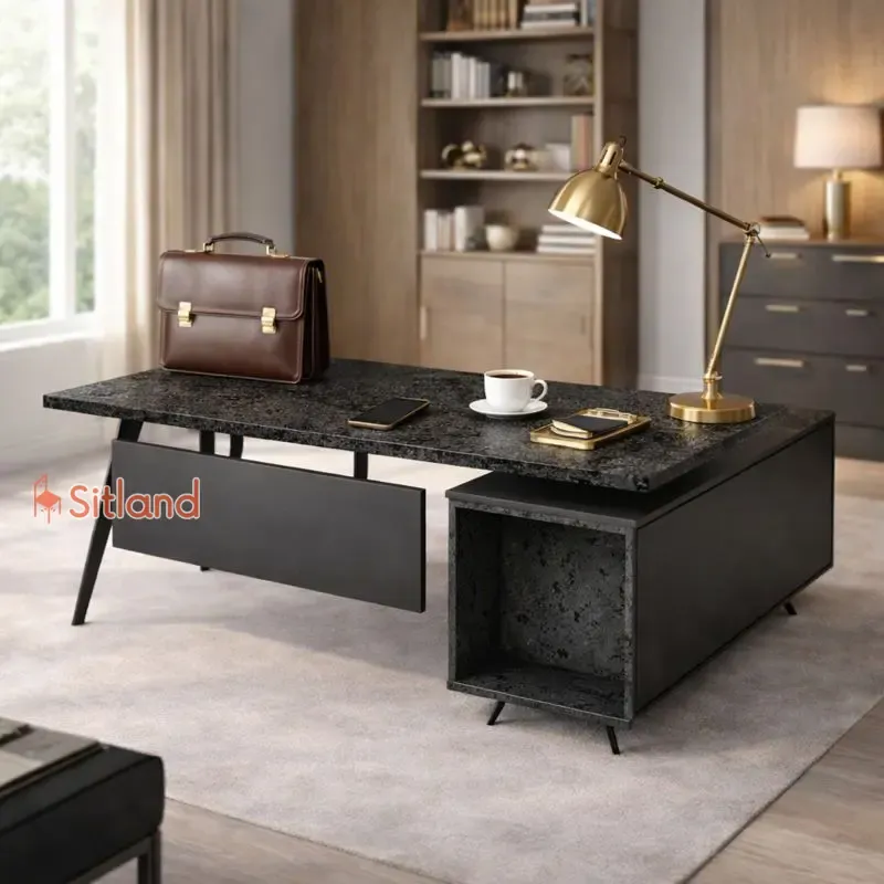 میز اداری با ال متصل و پنل | میز کامپیوتر با رنگبندی متنوع | میز تحریر MDF | میز مطالعه با پایه فلزی در سیتلند