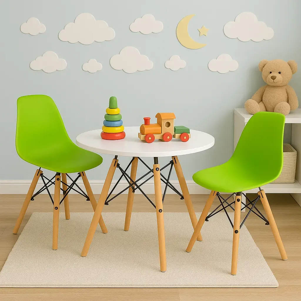 ست میز و صندلی کودک دونفره پرنسا | پایه ترکیب چوب و فلز | بدنه بدنه پلی‌پروپیلن | ته‌پایه ضدخش/ضدصدا، اتصالات محکم | سیتلند