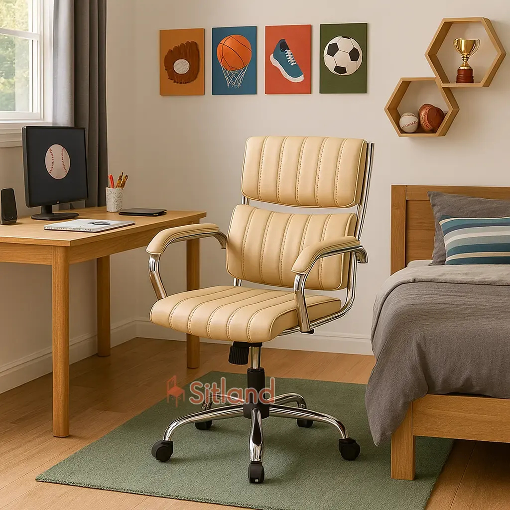 صندلی کامپیوتر 5235 | صندلی چرخدار با جک تنظیم ارتفاع | مکانیزم تنظیم زاویه سینکرون، قفل‌شونده در چند حالت | گارانتی3ساله سیتلند