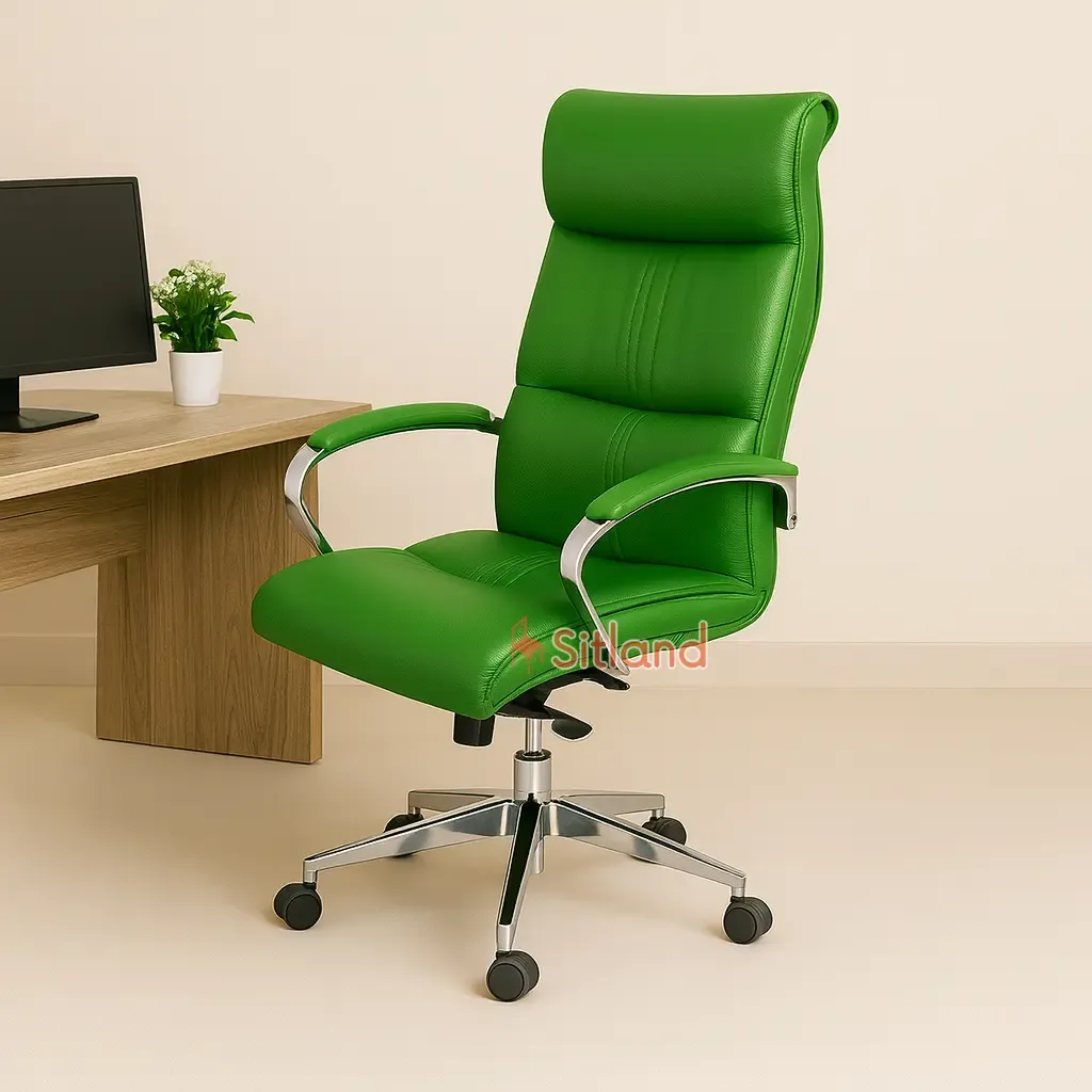 صندلی کامپیوترچرمی 4330 | دارای تنظیم ارتفاع و زاویه | تنوع رنگی بالا | فریم و پایه فلزی |گارانتی3ساله از فروشگاه سیتلند