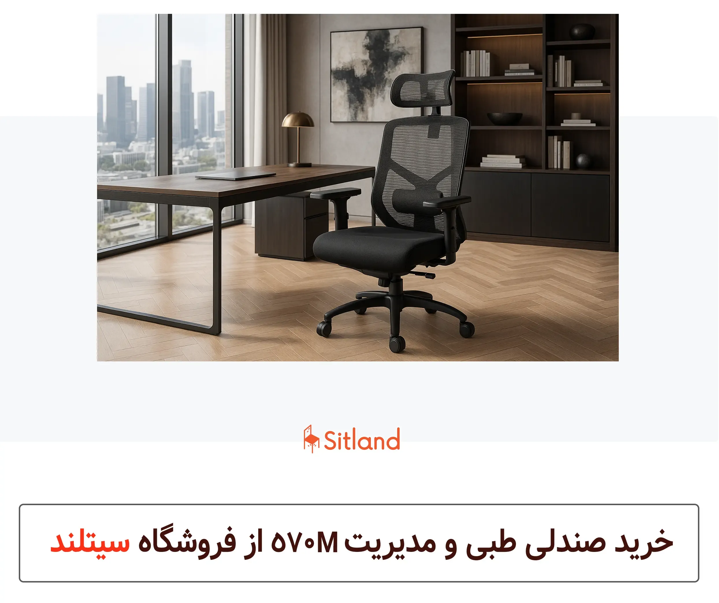 صندلی اداری پشت توری | صندلی چرخدار طبی و ارگونومیک | دارای تنظیمات کامل | فروشگاه سیتلند