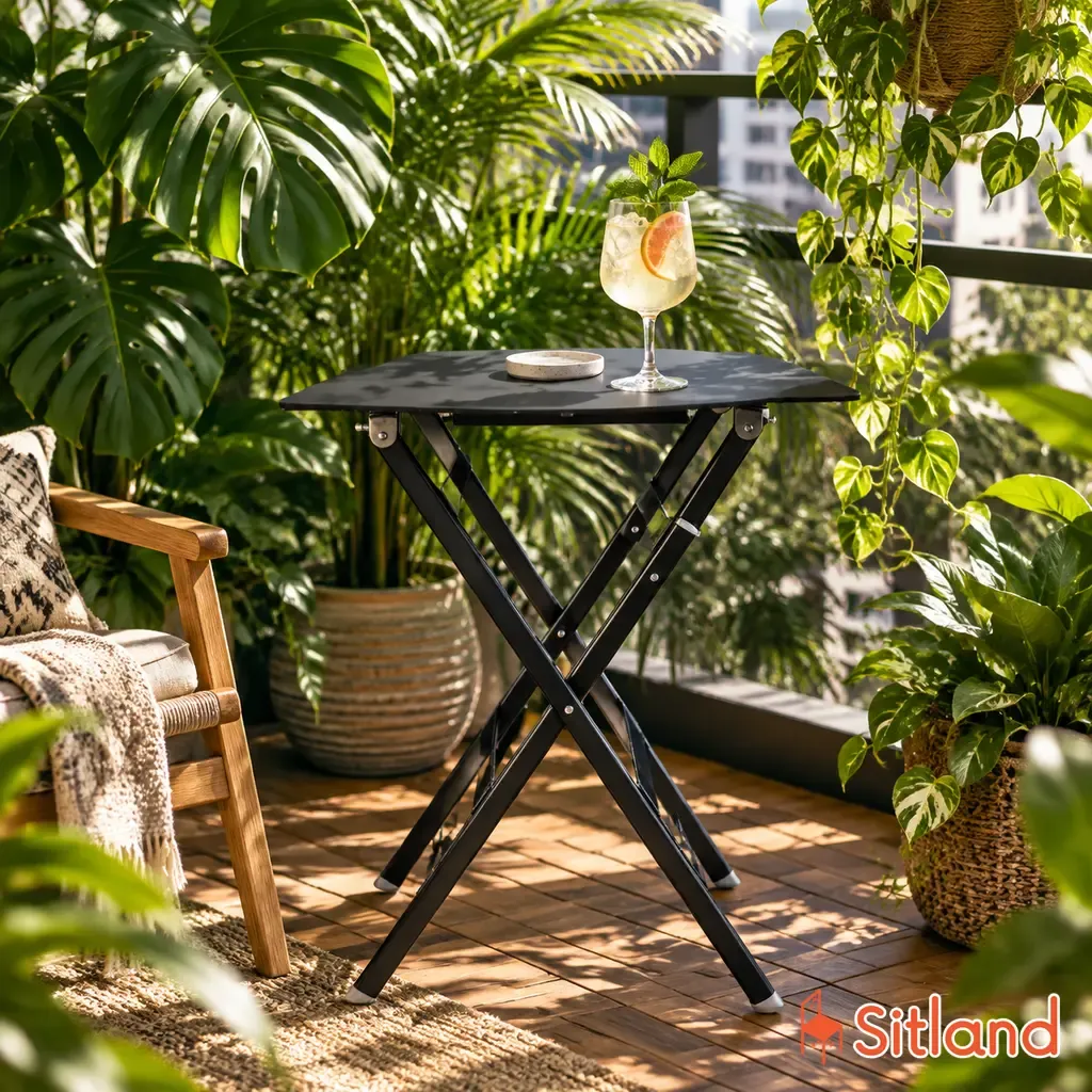 میز تاشو کم جا و مقاوم برای بالکن‌های کوچک با سبک Urban Jungle | خرید قسطی و نقدی میز مطالعه تاشو در سیتلند