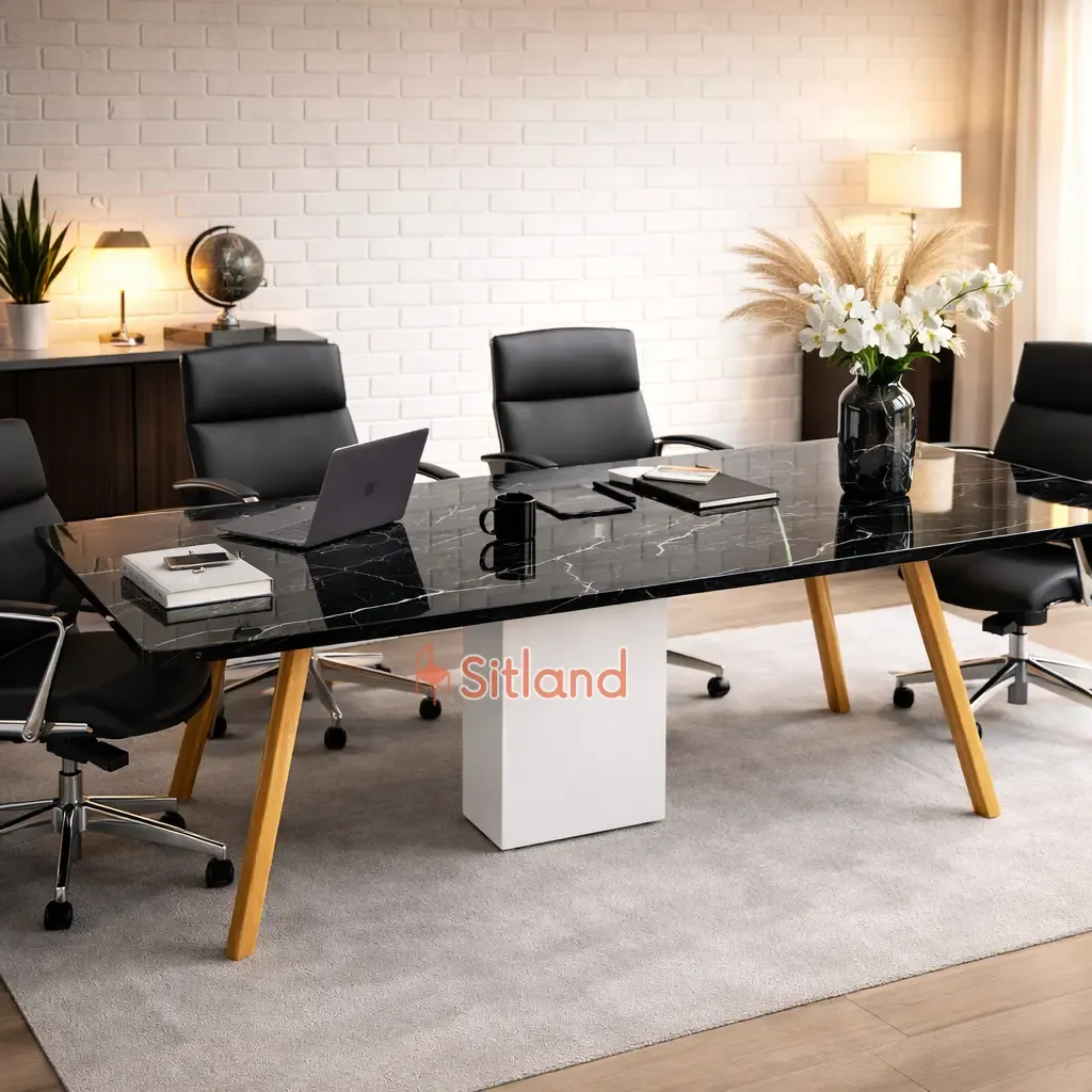 میز کنفرانس MDF | میز اداری با رنگ بندی متنوع  | میز گروهی شیک با طرح‌های متنوع | میز اداری کنفرانس با پایه چوب راش