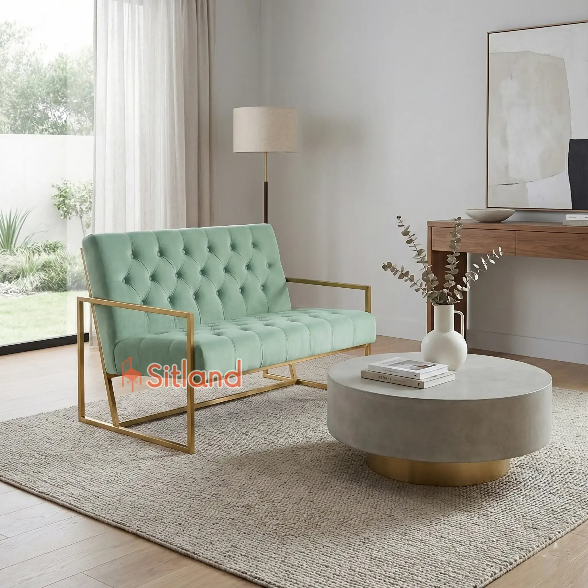 بهترین مبل مینیمال دونفره | روکش مخملی با فریم فلزی | رنگ‌بندی متنوع | با لمسه و بدون لمسه |قابل ست شدن با مبل تک نفره لانژ در سیتلند