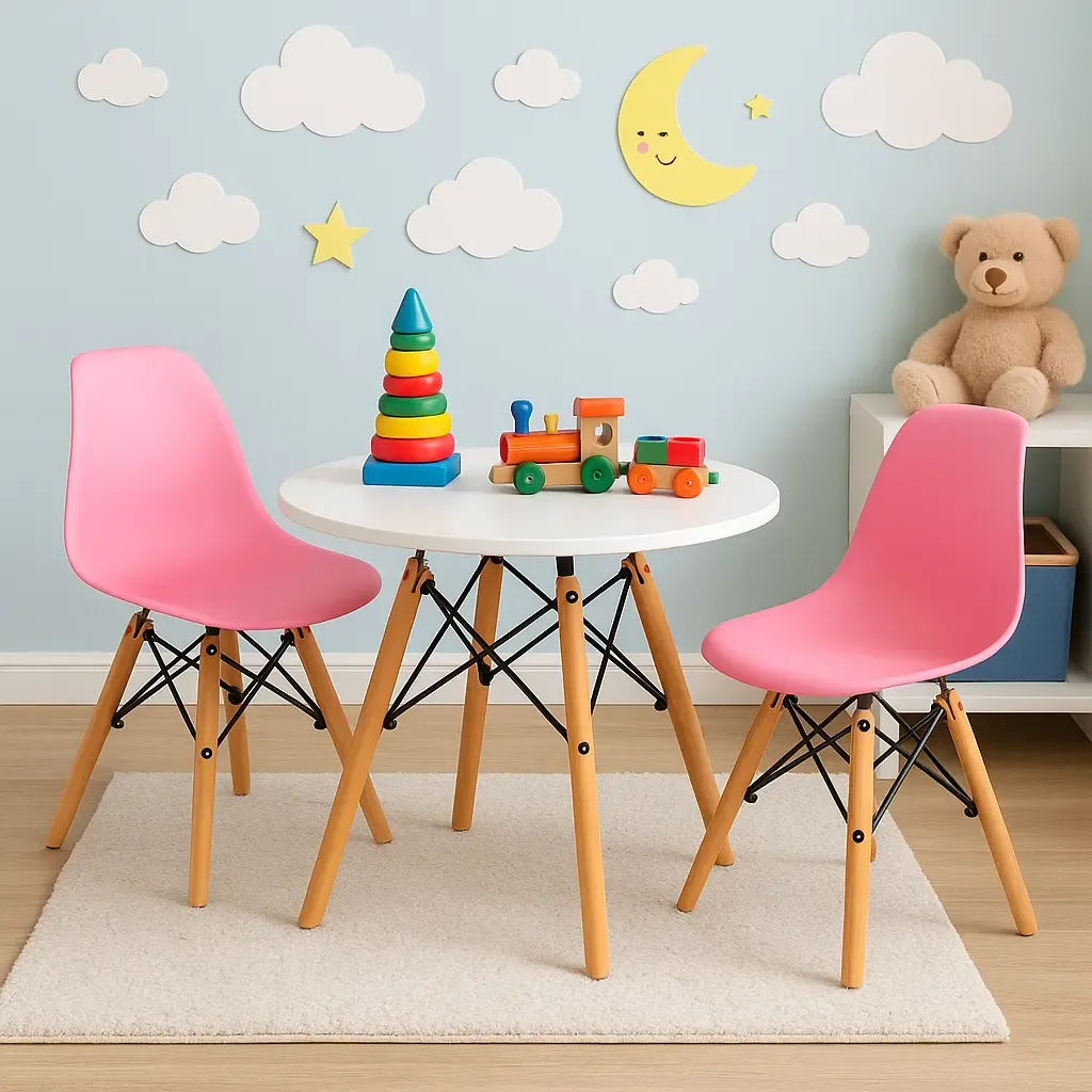 ست میز و صندلی کودک دونفره پرنسا | پایه ترکیب چوب و فلز | بدنه بدنه پلی‌پروپیلن | ته‌پایه ضدخش/ضدصدا، اتصالات محکم | سیتلند