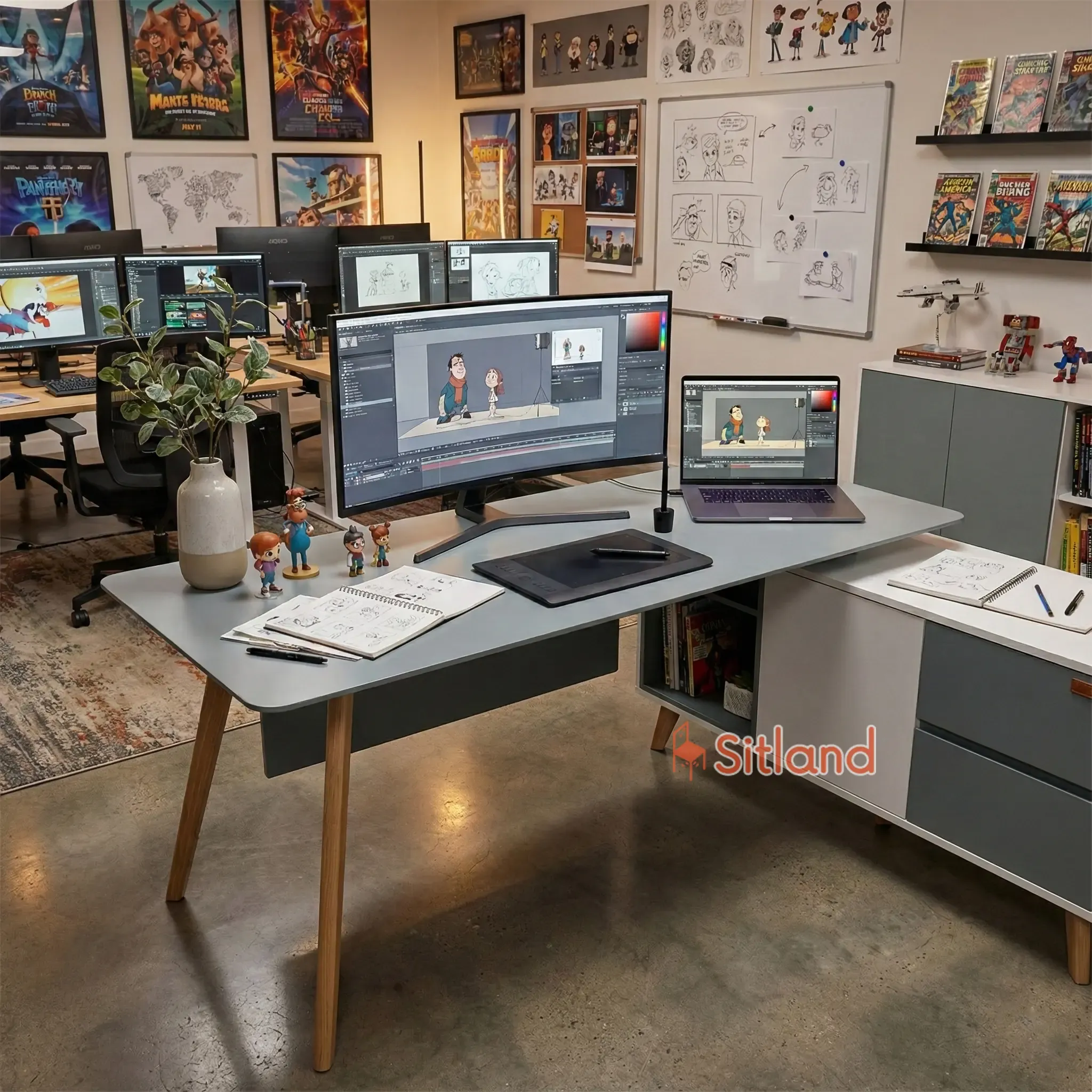 میز اداری ال با پنل جلویی | میز کامپیوتر مینیمال با رنگ‌بندی و طرح متنوع | پایه چوب راش | خرید قسطی و گارانتی3ساله از سیتلند