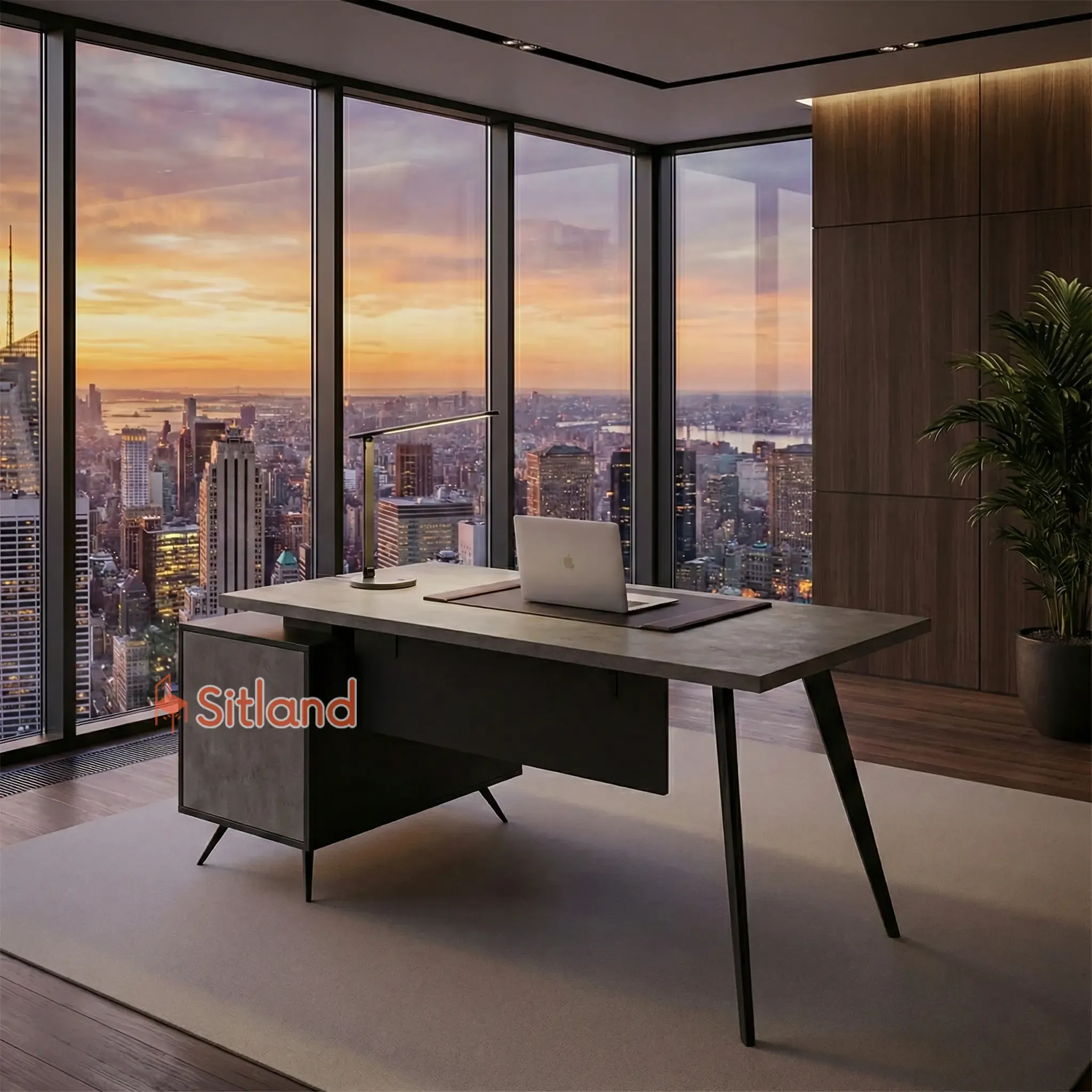 میز کامپیوتر MDF دررنگبندی متنوع | میز اداری با پایه فلزی مشکی | میز تحریر با پنل و فایل | گارانتی 3 ساله سیتلند