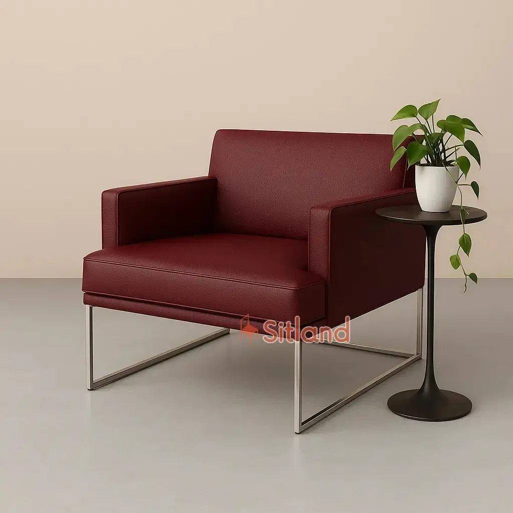 مبل مینیمال یک نفره | جنس روکش چرم درجه1 با 12 رنگ متنوع | قابلیت ست با کامفورت2 و3 نفره | فریم فلزی | با گارانتی3ساله در فروشگاه سیتلند