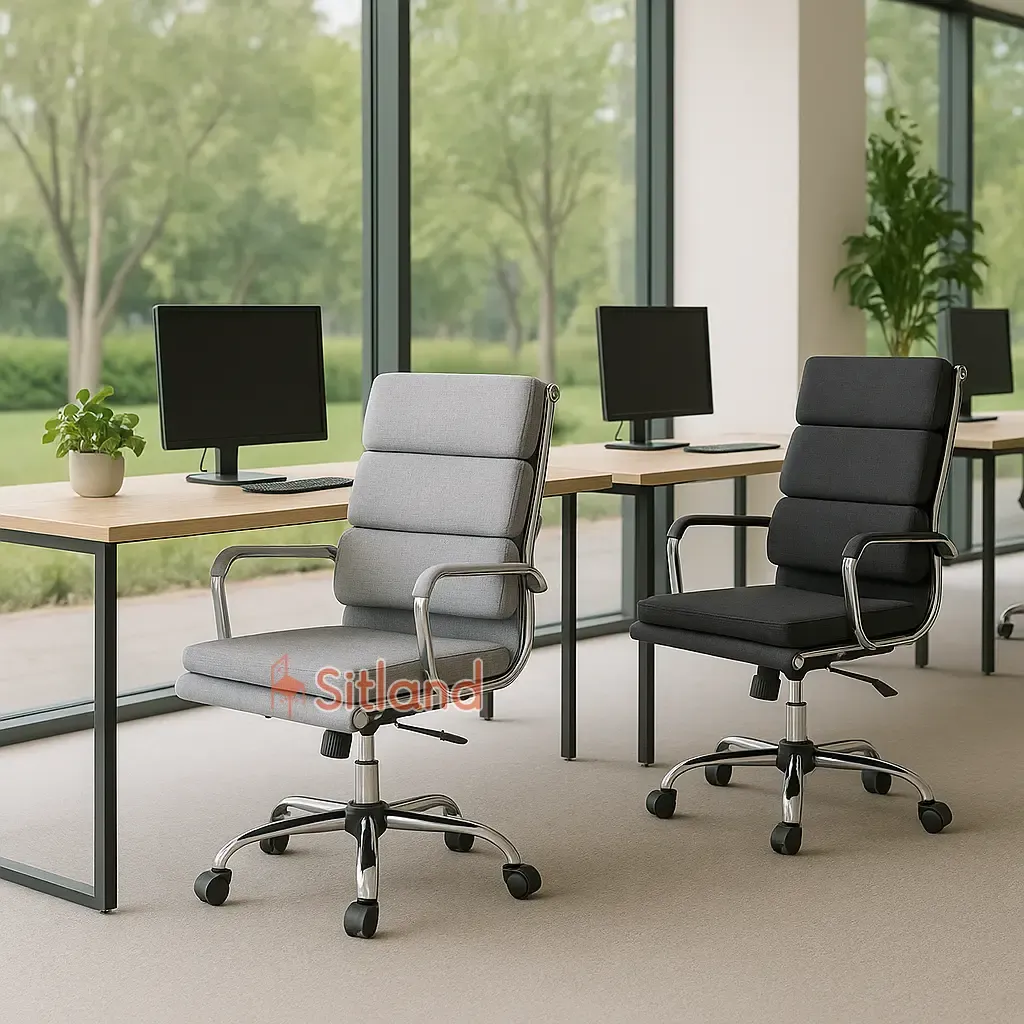 صندلی کامپیوتر طبی 7330 | صندلی چرخدار پشتی بلند با جک تنظیم ارتفاع و زاویه | قابل سفارس با پارچه و چرم با رنگ‌های متنوع | گارانتی3ساله در سیتلند