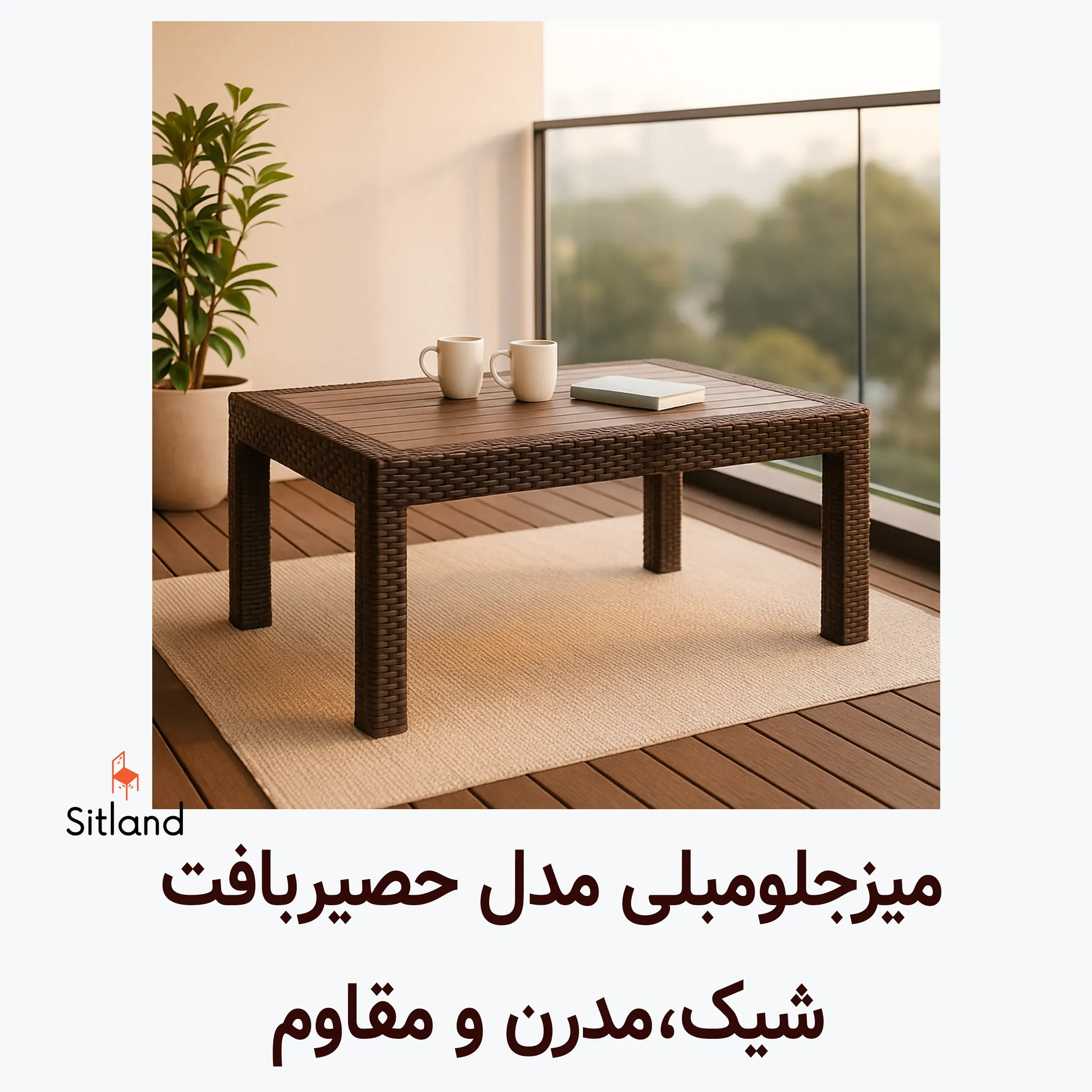 میز پلاستیکی جلو مبلی مقاوم برای تراس و باغ،منزل و فضای باز | مدرن و شیک | فایبرگلاس تقویت شده | سیتلند