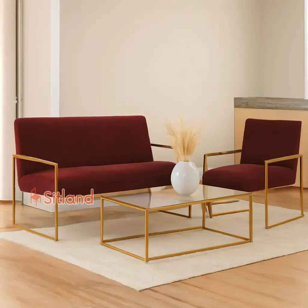 بهترین مبل مینیمال یکنفره | فریم فلزی رنگ کروم | پشتی: فوم ممول،روکش مخملی با رنگ بندی | گارانتی3ساله در سیتلند