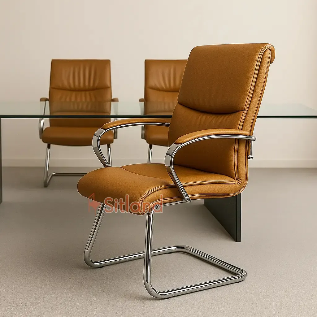 صندلی اداری armonia4130 | در رنگبندی متنوع | جنس رویه: چرم و ویسکوز و ابر وزن بالا | پایه پنج پر آبکاری کروم | سیتلند