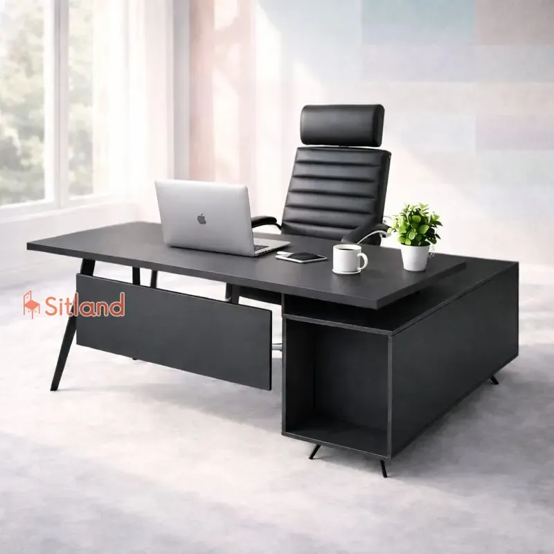 میز اداری با ال متصل و پنل | میز کامپیوتر با رنگبندی متنوع | میز تحریر MDF | میز مطالعه با پایه فلزی در سیتلند