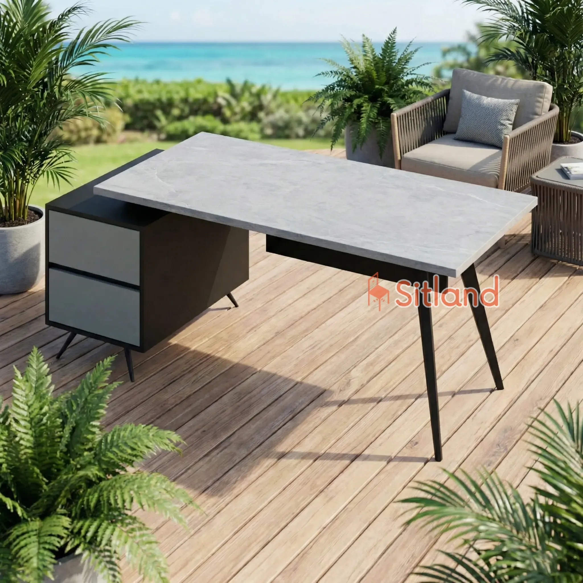 میز کامپیوتر MDF دررنگبندی متنوع | میز اداری با پایه فلزی مشکی | میز تحریر با پنل و فایل | گارانتی 3 ساله سیتلند