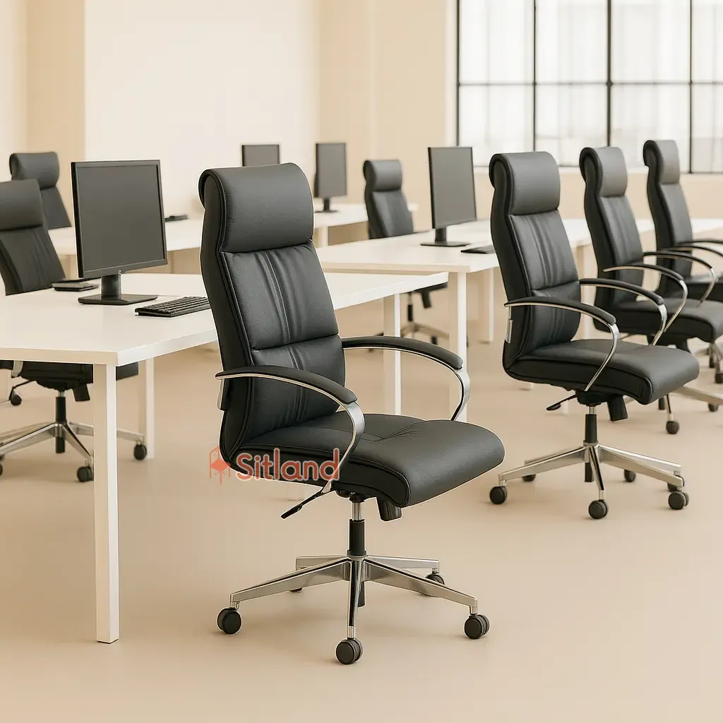 صندلی کامپیوترچرمی 4330 | دارای تنظیم ارتفاع و زاویه | تنوع رنگی بالا | فریم و پایه فلزی |گارانتی3ساله از فروشگاه سیتلند