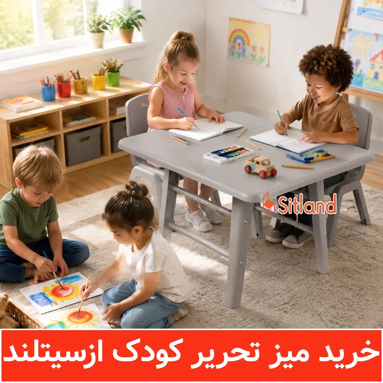 میز تحریر کودک پلاستیکی برای نقاشی و کلاس خلاقیت - میز آموزشی سیتلند