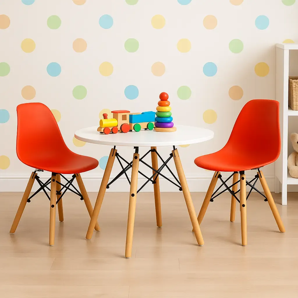 ست میز و صندلی کودک دونفره پرنسا | پایه ترکیب چوب و فلز | بدنه بدنه پلی‌پروپیلن | ته‌پایه ضدخش/ضدصدا، اتصالات محکم | سیتلند