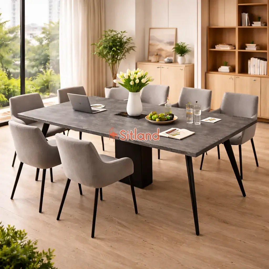 میز کنفرانس mdf | میز اداری کنفرانس با پایه های فلزیمشکی مات | میز اداری ام دی اف با رنگ‌بندی متنوع | سیتلند با خرید قسطی میز کنفرانس
