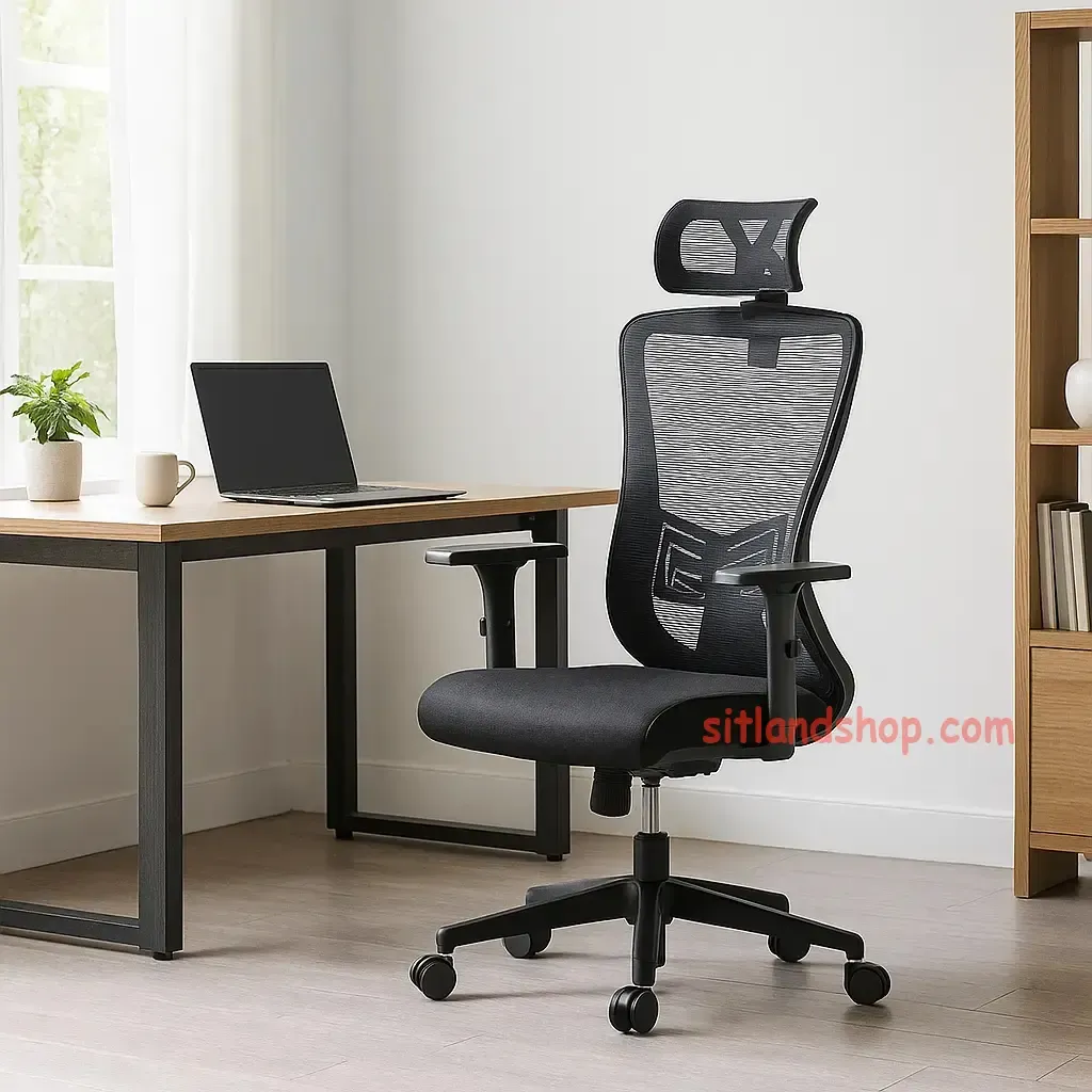 صندلی اداری m540 | قابلیت تنظیم زاویه پشتی،ارتفاع،عمق نشیمنگاه،ارتفاع دستهها | پشتی توری و ارگونومیک | سیتلند