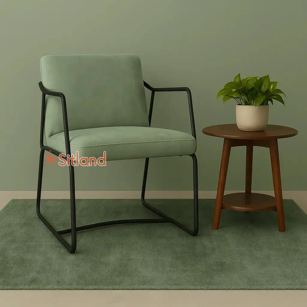 مبل مینیمال تک نفره سالید با فریم فلزی | قابل سفارش با روکش چرم یا مخمل در رنگبندی متنوع | با گارانتی3ساله در فروشگاه سیتلند