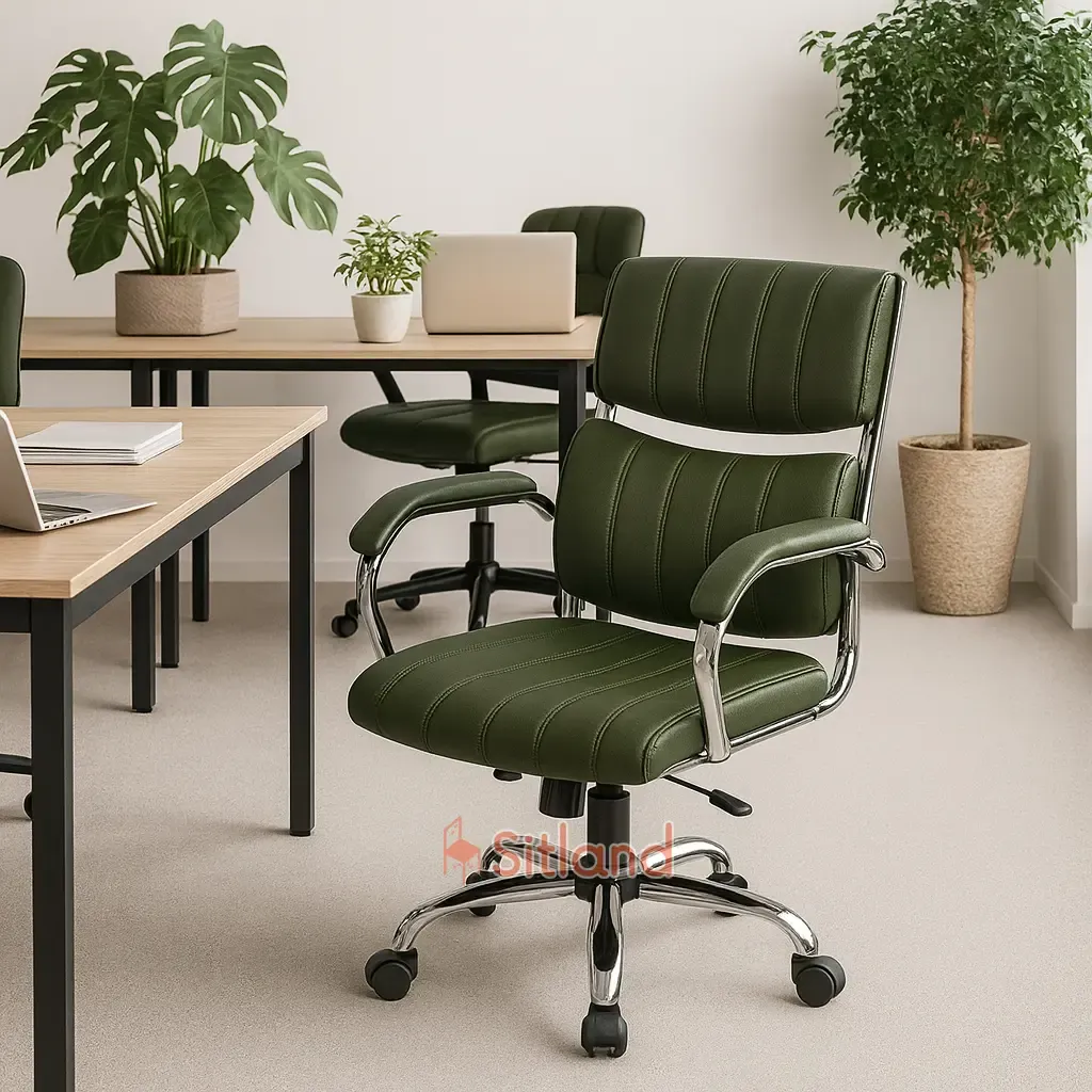 صندلی کامپیوتر 5235 | صندلی چرخدار با جک تنظیم ارتفاع | مکانیزم تنظیم زاویه سینکرون، قفل‌شونده در چند حالت | گارانتی3ساله سیتلند