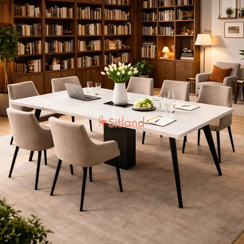 میز کنفرانس mdf | میز اداری کنفرانس با پایه های فلزیمشکی مات | میز اداری ام دی اف با رنگ‌بندی متنوع | سیتلند با خرید قسطی میز کنفرانس