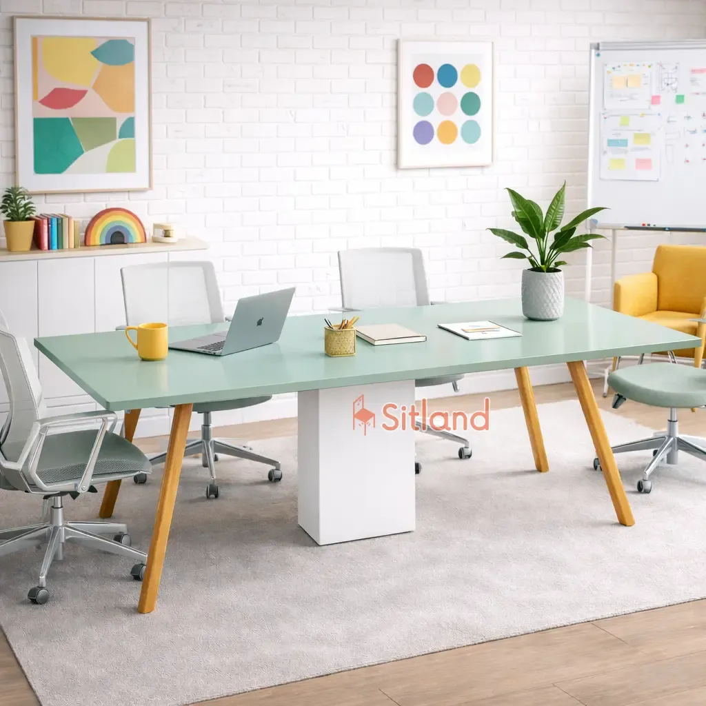 میز کنفرانس MDF | میز اداری با رنگ بندی متنوع  | میز گروهی شیک با طرح‌های متنوع | میز اداری کنفرانس با پایه چوب راش