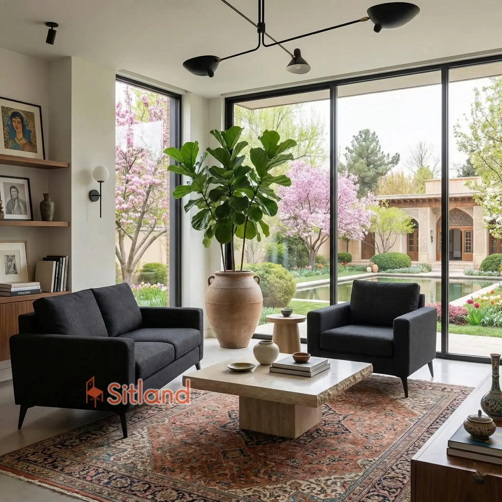 مبل تک نفره اسپرت مینیمال | قابل سفارش با روکش چرم یا پارچه | مبل راحتی با فریم فلزی رنگ مشکی | گارانتی3ساله در سیتلند