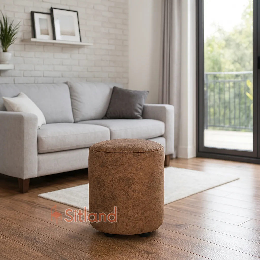 پاف پایه دار پارچه ای ساده سایز 48×38 سانتی‌متر | کاربرد: خانگی، اداری، پذیرایی، اتاق خواب،جلومبلی | فروشگاه سیتلند