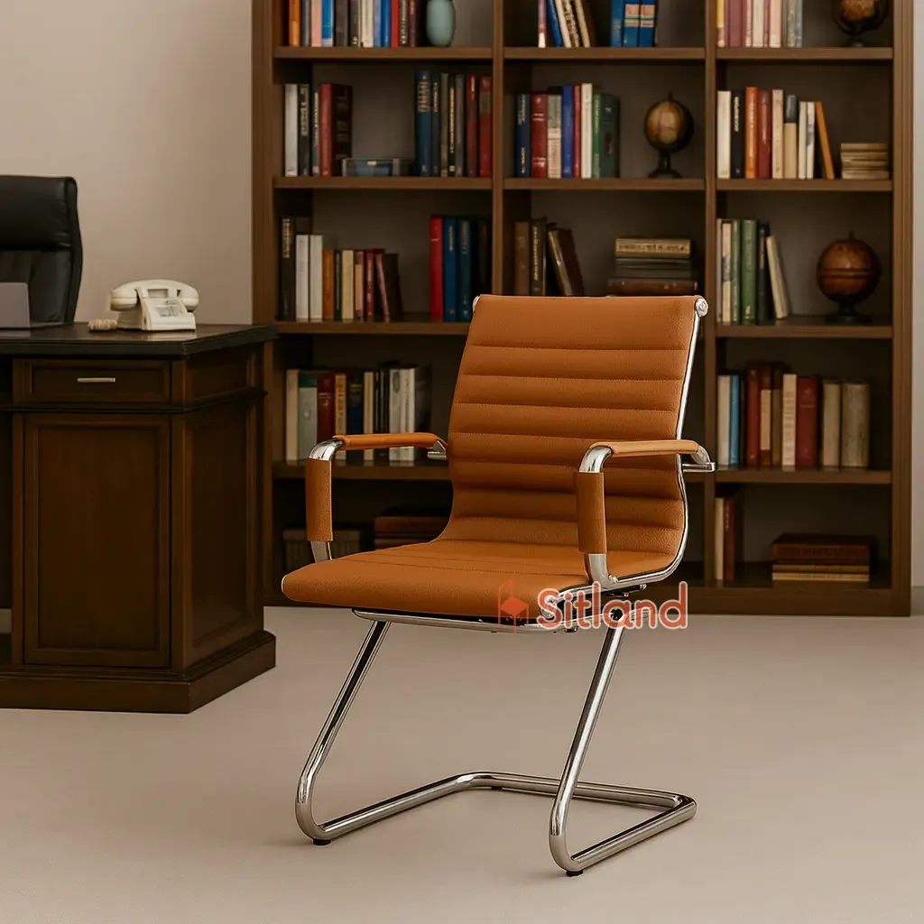 صندلی کنفرانس 7110 | بهترین صندلی انتظار با پشتی  کوتاه | قابل سفارش با روکش چرم یا پارچه و در رنگ‌های متنوع | گارانتی3ساله سیتلند