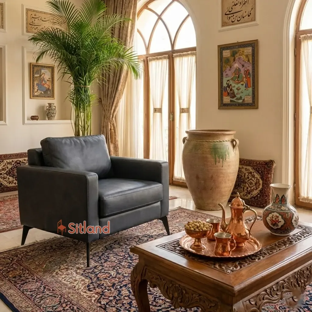 مبل تک نفره اسپرت مینیمال | قابل سفارش با روکش چرم یا پارچه | مبل راحتی با فریم فلزی رنگ مشکی | گارانتی3ساله در سیتلند