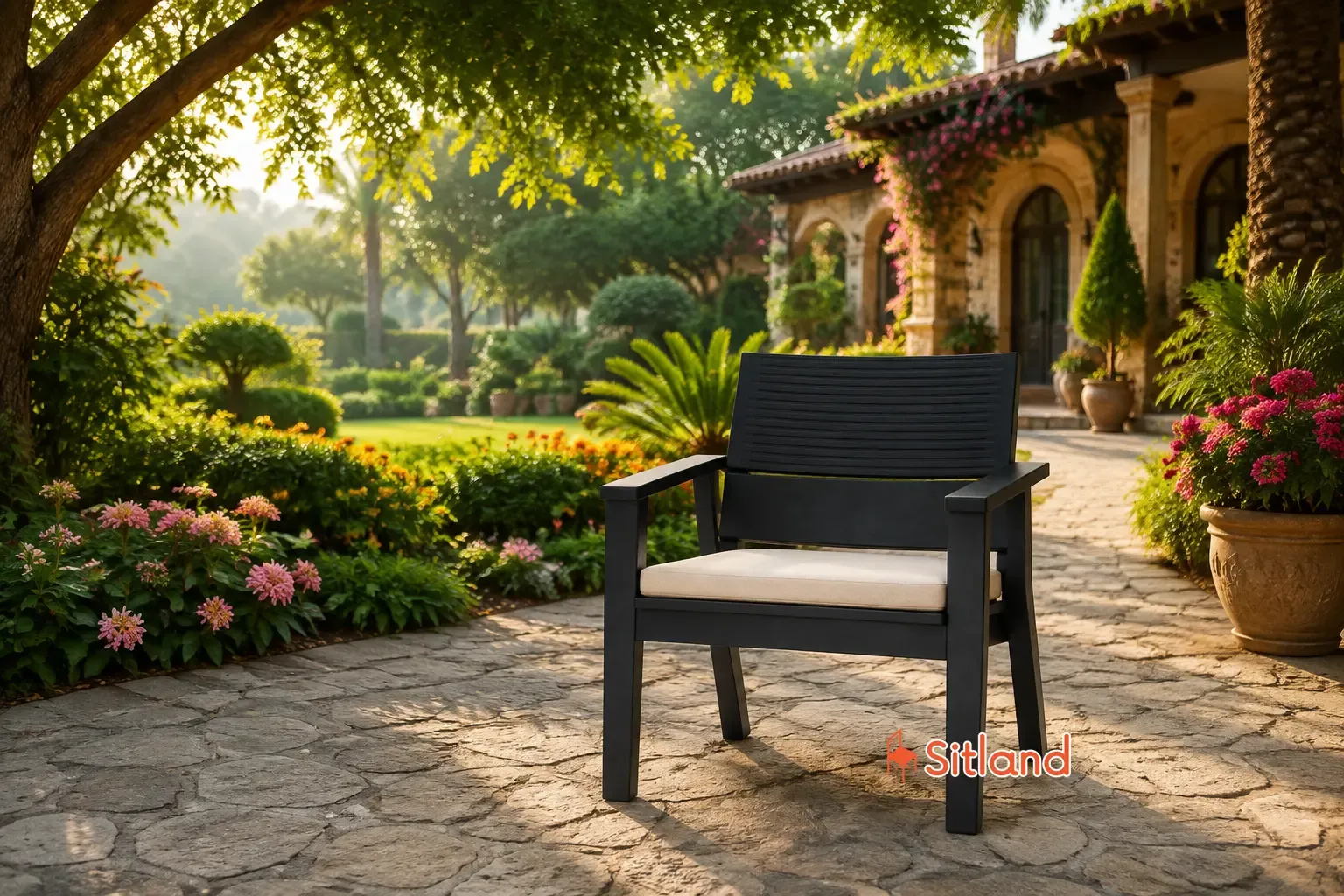 مبل فضای باز ریوا برای ویلا؛ صندلی پلیمری مقاوم برای حیاط و باغ - مبل شیک برای باغ و ویلا