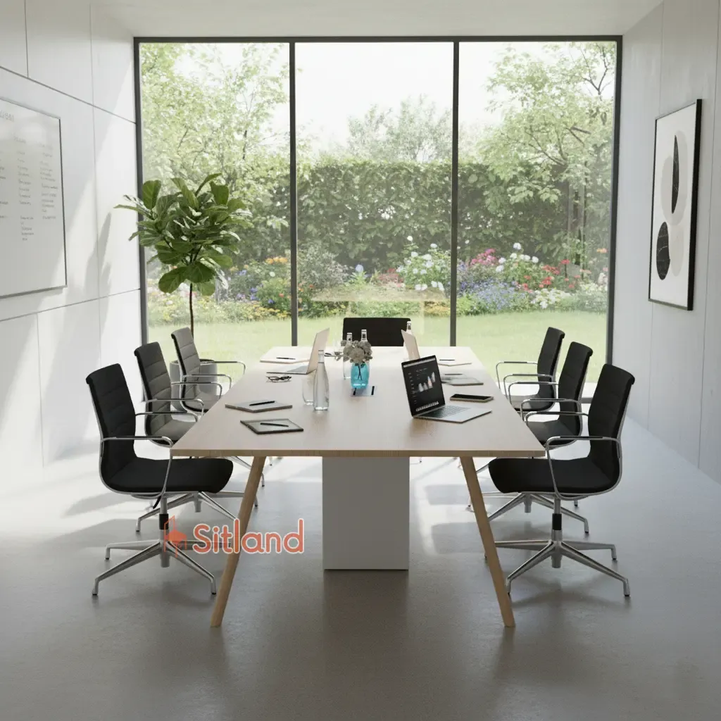 میز کنفرانس MDF | میز اداری با رنگ بندی متنوع  | میز گروهی شیک با طرح‌های متنوع | میز اداری کنفرانس با پایه چوب راش