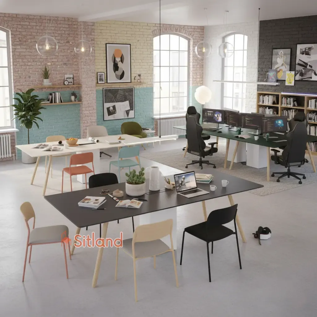 میز کنفرانس MDF | میز اداری با رنگ بندی متنوع  | میز گروهی شیک با طرح‌های متنوع | میز اداری کنفرانس با پایه چوب راش