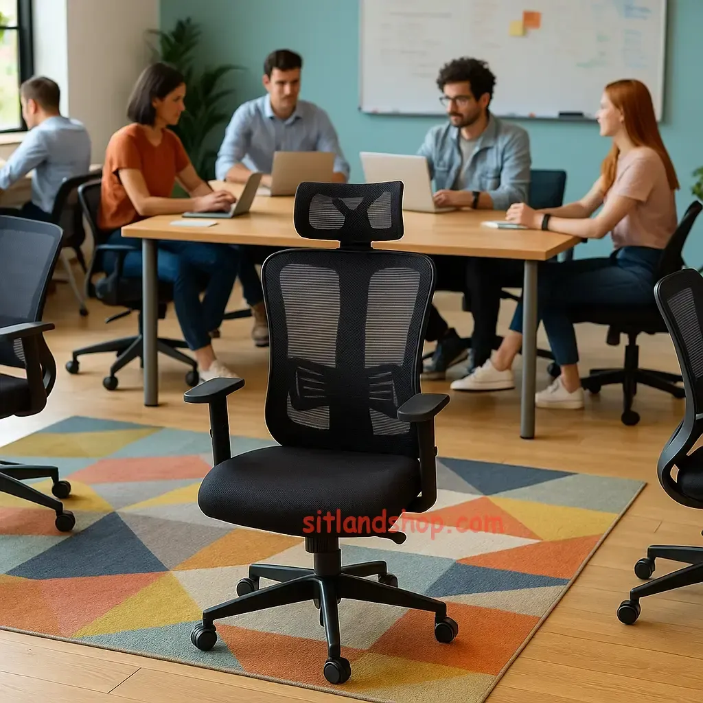 صندلی اداری m540 | قابلیت تنظیم زاویه پشتی،ارتفاع،عمق نشیمنگاه،ارتفاع دستهها | پشتی توری و ارگونومیک | سیتلند