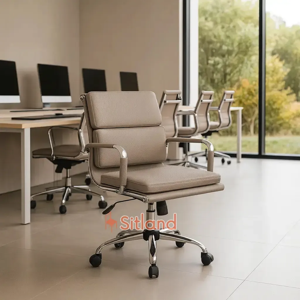 صندلی کامپیوتر7230 | صندلی چرخدار با جک تنظیم ارتفاع و مکانیزم تنظیم زاویه | قابل سفارش با پارچه یا چرم | دارای رنگ بندی و گارانتی در فروشگاه سیتلند