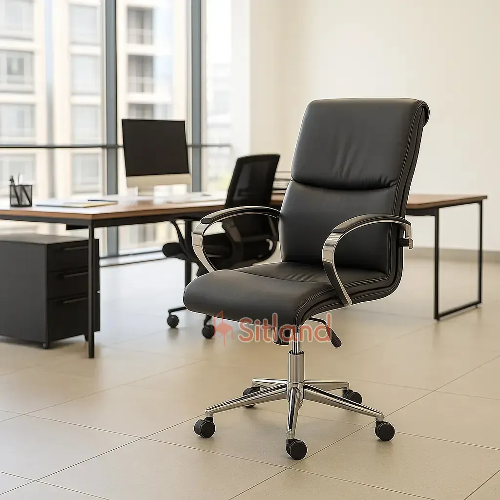 صندلی اداری چرخدار armonia4230 | دارای جک تنظیم ارتفاع | دارای گارانتی 36 ماهه | جنس پایه/جنس فریم پشتی: فلز | سیتلند