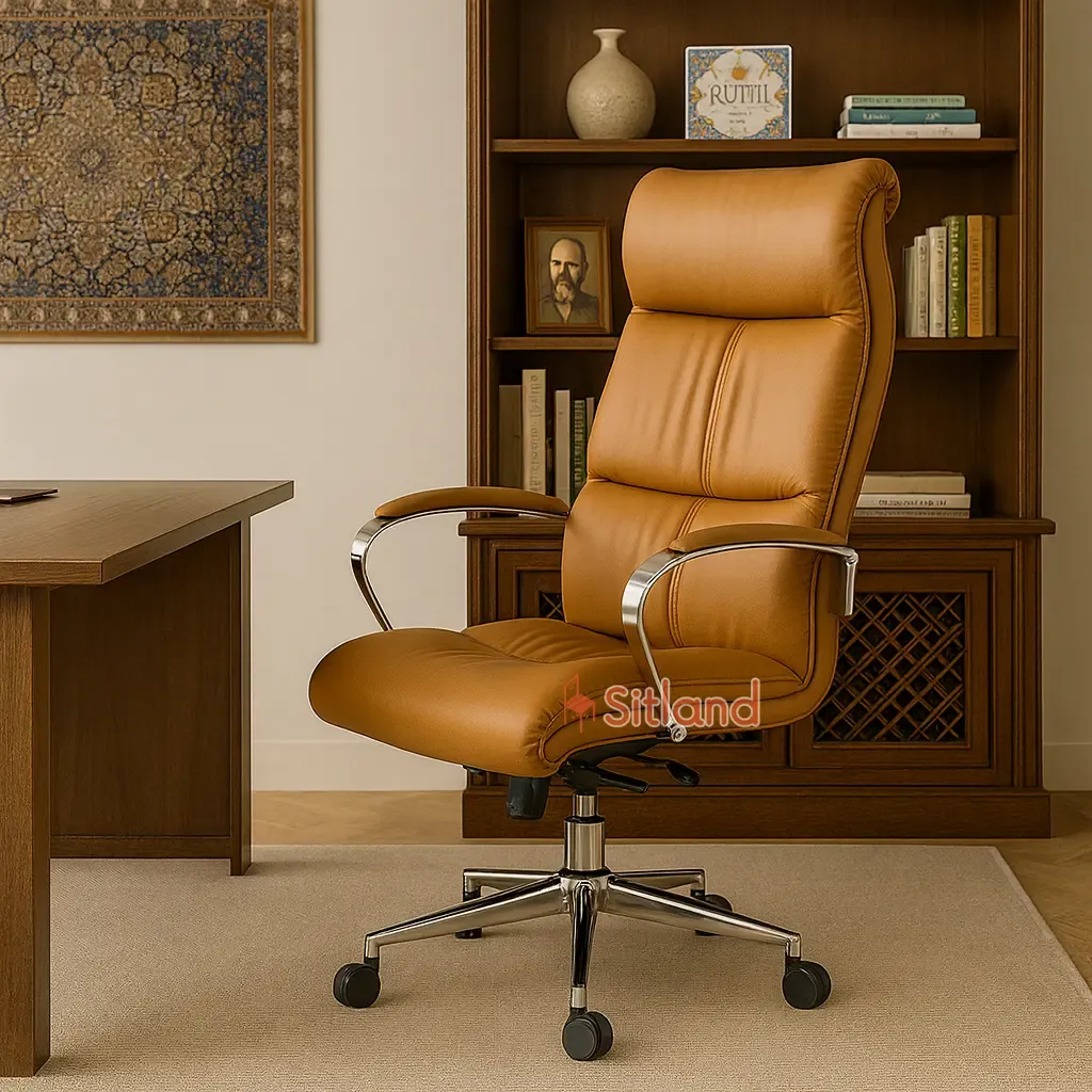 صندلی کامپیوترچرمی 4330 | دارای تنظیم ارتفاع و زاویه | تنوع رنگی بالا | فریم و پایه فلزی |گارانتی3ساله از فروشگاه سیتلند