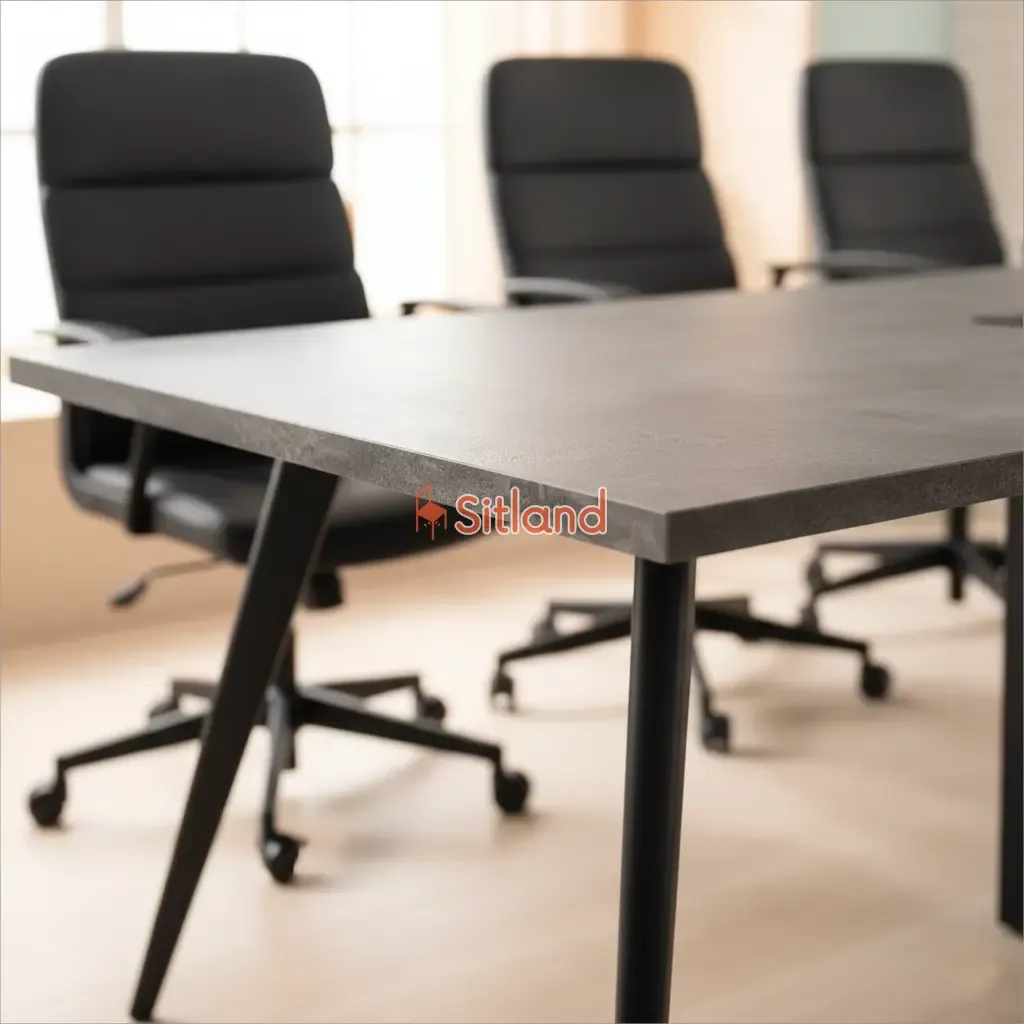 میز کنفرانس mdf | میز اداری کنفرانس با پایه های فلزیمشکی مات | میز اداری ام دی اف با رنگ‌بندی متنوع | سیتلند با خرید قسطی میز کنفرانس